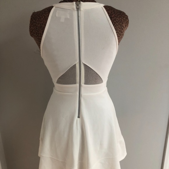 High Neck, Skater Skirt, White Dress - Picture 2 of 6